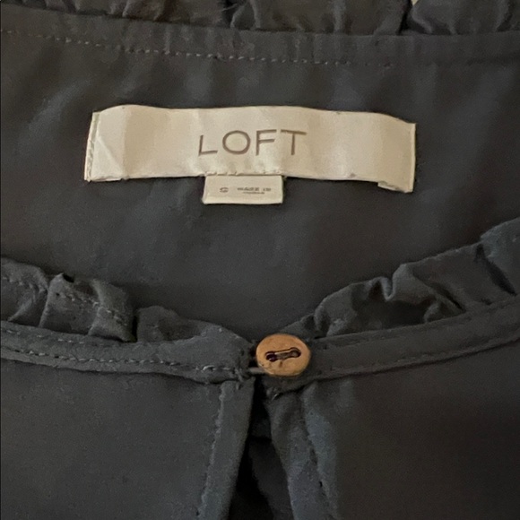 LOFT Ruffled Navy Blouse - Picture 3 of 4